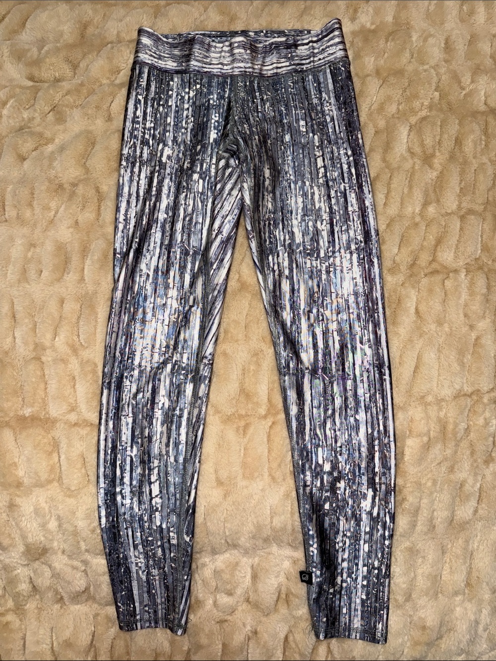 Terez Silver Metallic Striped Leggings worn once bought from spin studio.